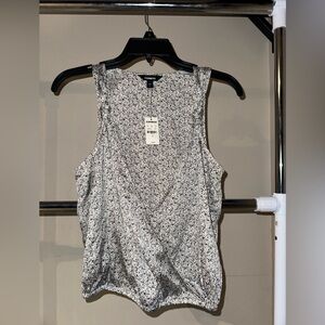 Express Women's Sleeveless Wrap-Style Tank Top - White with Black Speckle